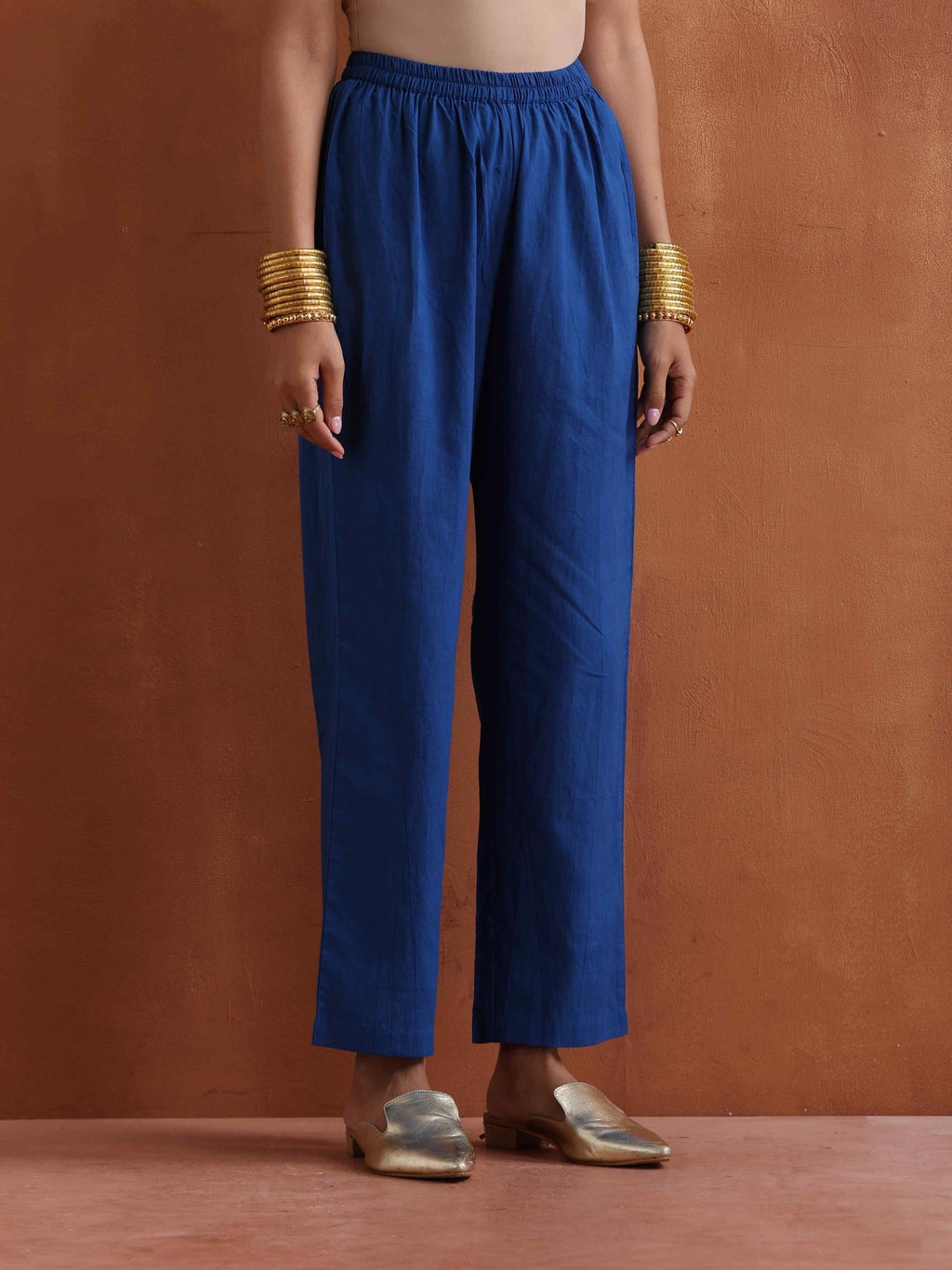 trueBrowns Blue Metallic Flared Anarkali Kurta Set - Distacart