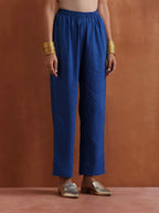 trueBrowns Blue Metallic Flared Anarkali Kurta Set - Distacart