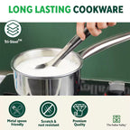 The Indus Valley TurboCuk Tri-ply Stainless Steel Cookware Set: 2.2L Kadai+ 1.4L Frypan+  1.2L Tea/Milk pan, Premium Quality, 3 Layer Thick Body, 100% Toxin-free, Non-stick, Induction & Gas