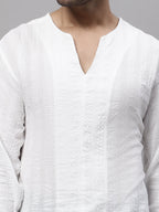 Even Apparels White Pure Cotton Open Neck Kurta - Distacart