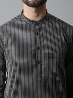 Even Apparels Black Pure Cotton Kurta With Band Collar - Distacart