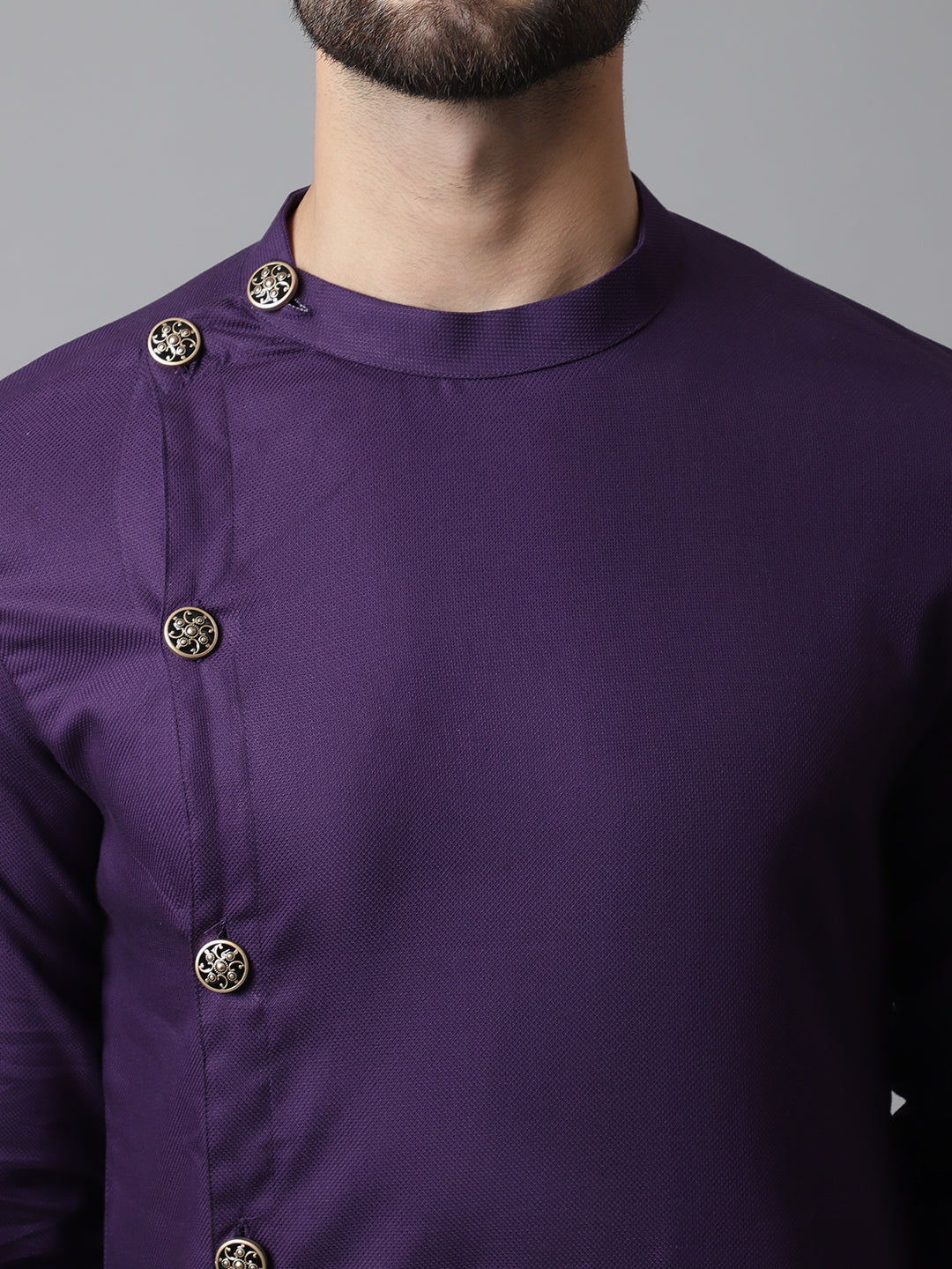 Even Apparels Purple Sherwani Kurta With Asymetrical Cut - Distacart