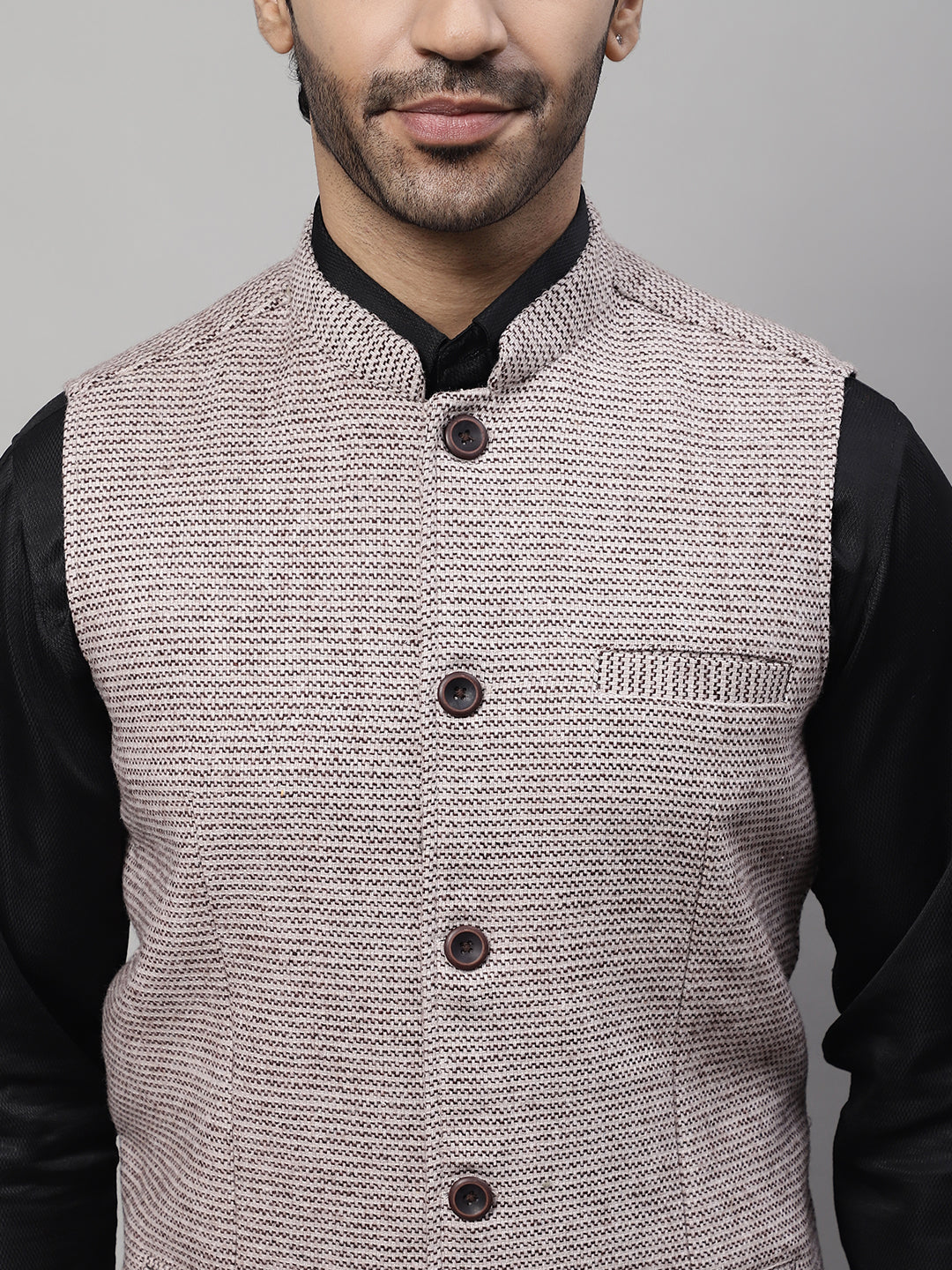 Even Apparels Men's Cream Pure Wool Nehru Jacket