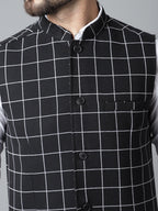 Even Apparels Men's Black Nehru Jacket With Welt Pockets