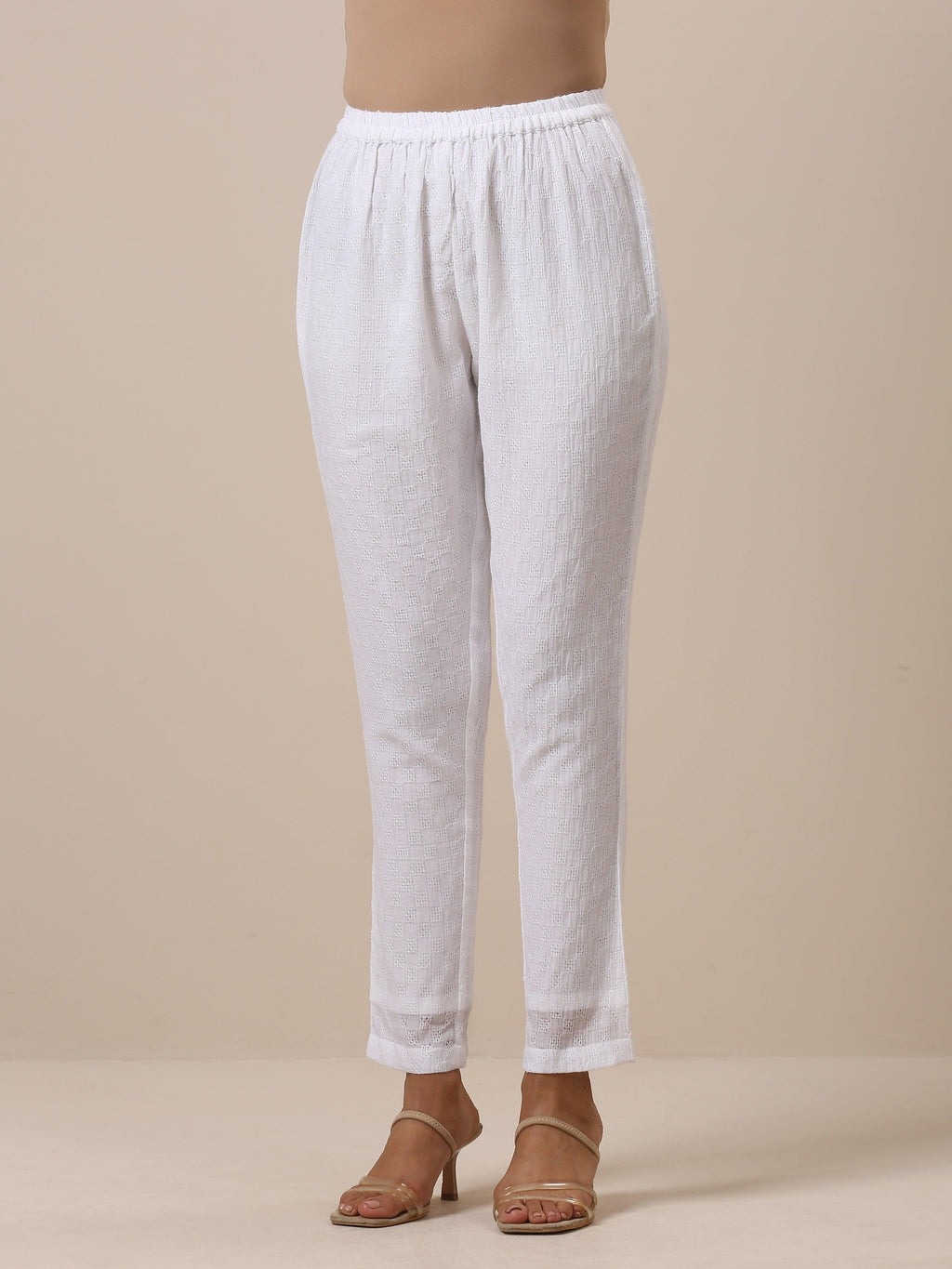 trueBrowns Cotton White Weave Collar Kurta Pant Set | Relove - Distacart
