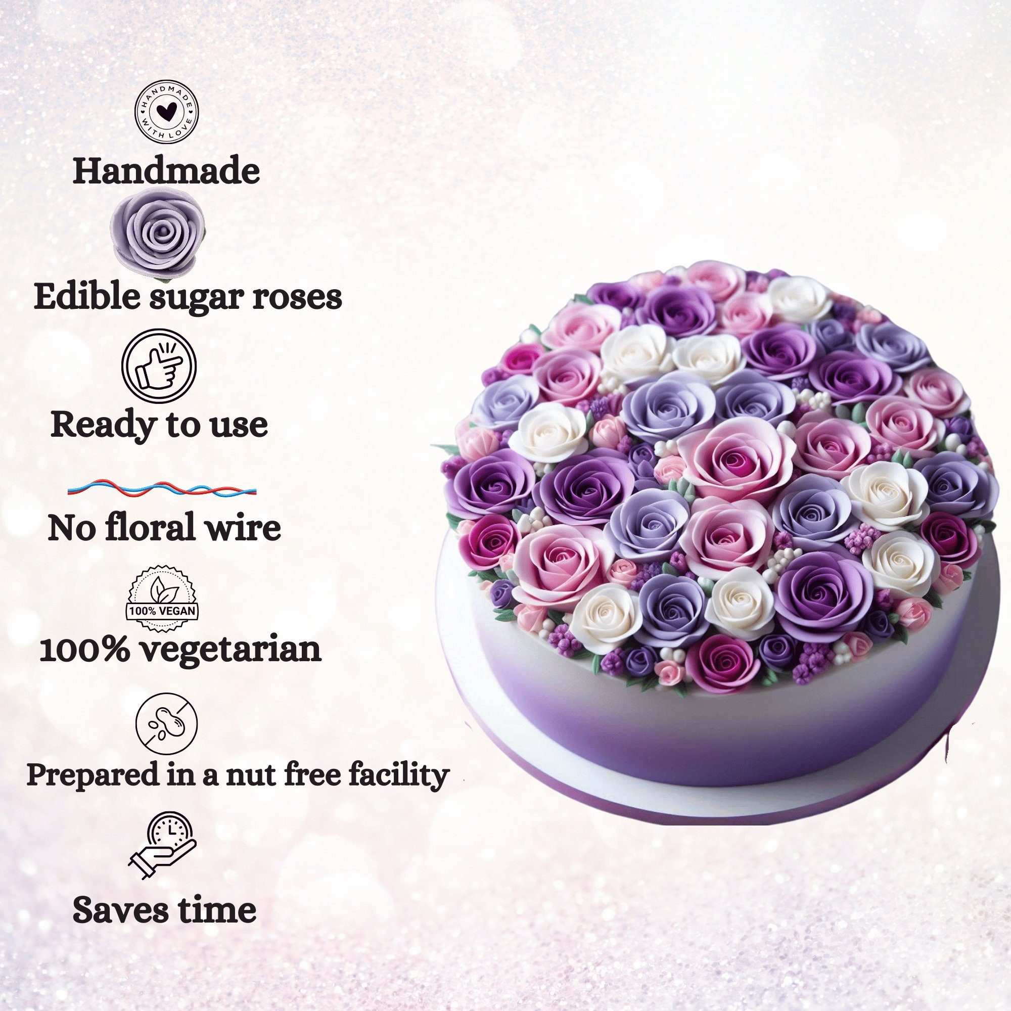 confect sugar roses topper sugar roses for cake decorations cupcakes doughnut edible toppers ombre 6 pack of 12