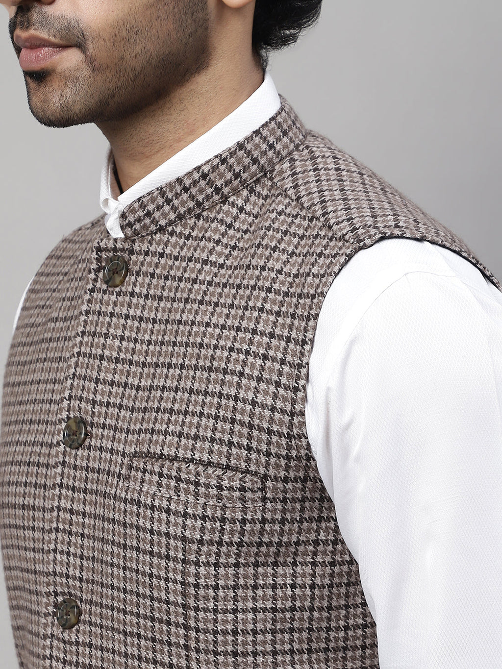 Even Apparels Men's Beige Pure Wool Nehru Jacket