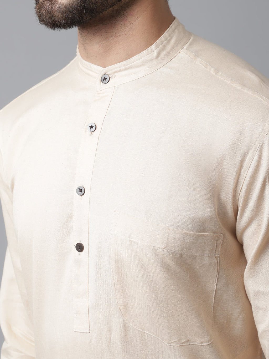 Even Apparels Brown Pure Cotton Kurta With Band Collar - Distacart