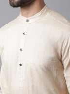 Even Apparels Brown Pure Cotton Kurta With Band Collar - Distacart