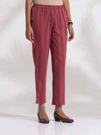 trueBrowns Maroon Cotton Flared Kurta Set - Distacart