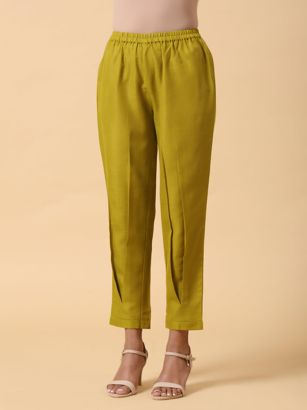 trueBrowns Cotton Linen Lime Green Pleated Co-Ord Set | Relove - Distacart