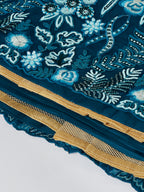 House of Panchhi Teal Net Sequins, Mirror And Thread Embroidery Lehenga Choli & Dupatta
