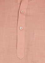 Fabmade Men’S Peach Linen Short Kurta Set