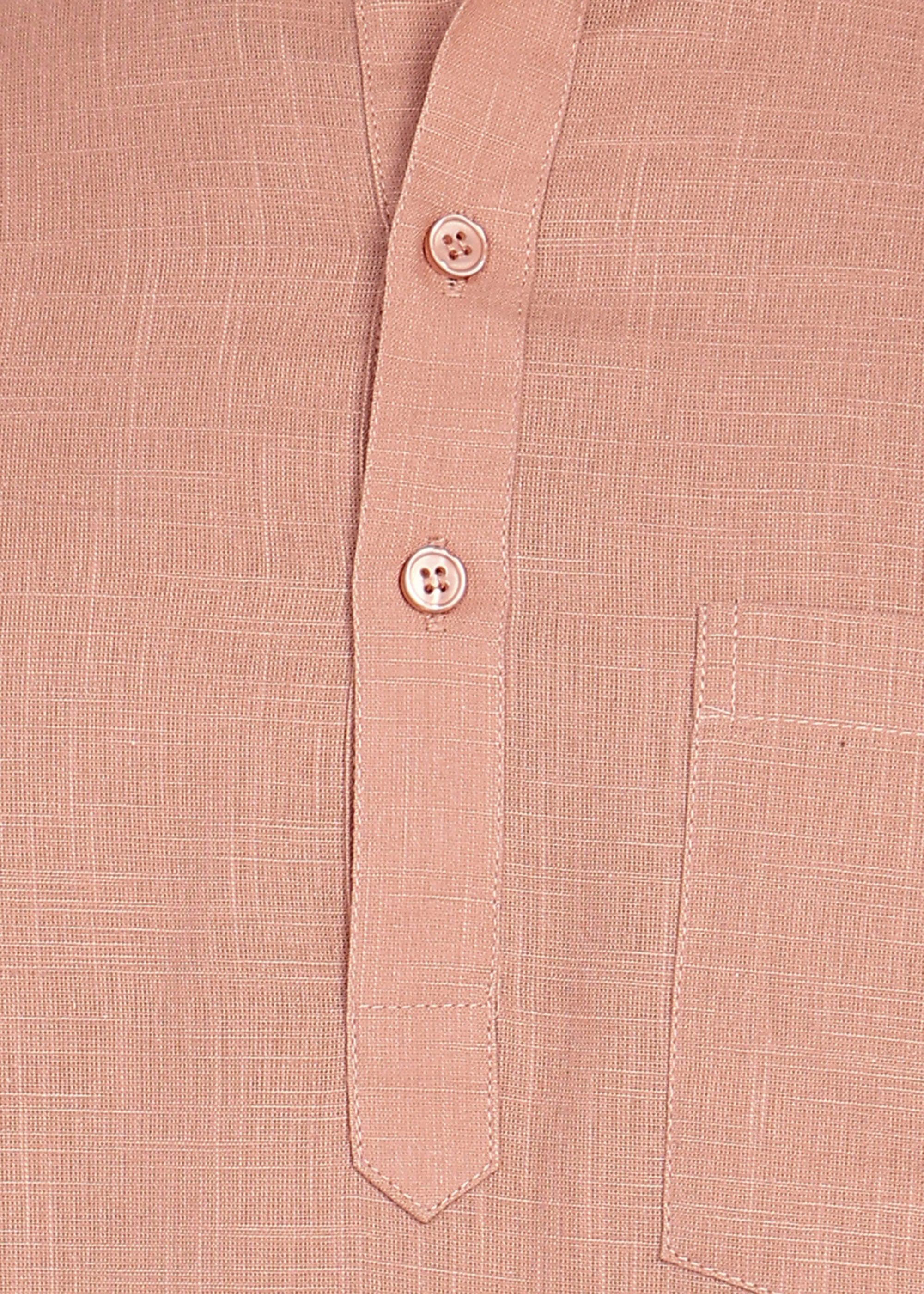 Fabmade Men’S Peach Linen Short Kurta Set