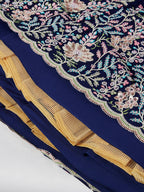 House of Panchhi Navy Blue Georgette Sequins, Mirror And Thread Embroidery Lehenga Choli & Dupatta