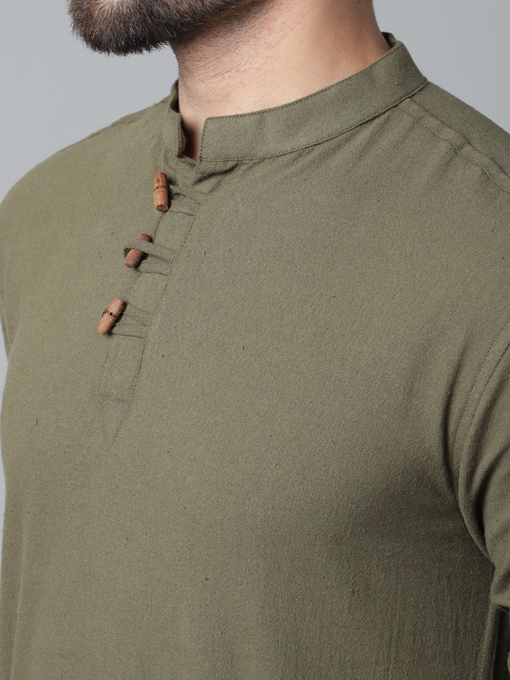 Even Apparels Green Pure Cotton Kurta With Band Collar - Distacart
