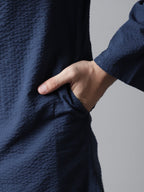 Even Apparels Blue Solid Kurta With Band Collar - Distacart