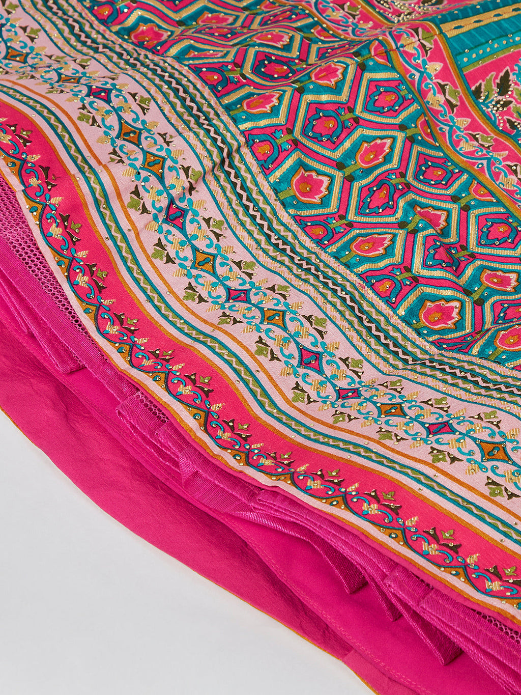House of Panchhi Pink Pure Georgette Position Printing With Siroski Stone Work Lehenga Choli & Dupatta