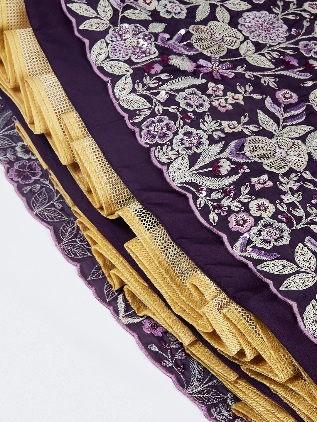 House of Panchhi Cream Net Cutdana, Sequins And Zarkan Embroidery Lehenga Choli & Dupatta
