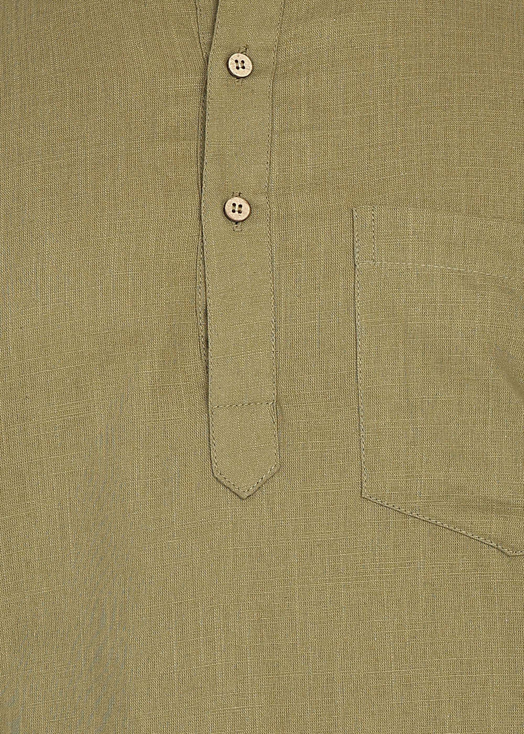 Fabmade Olive Root Linen Short Kurta