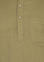 Fabmade Olive Root Linen Short Kurta