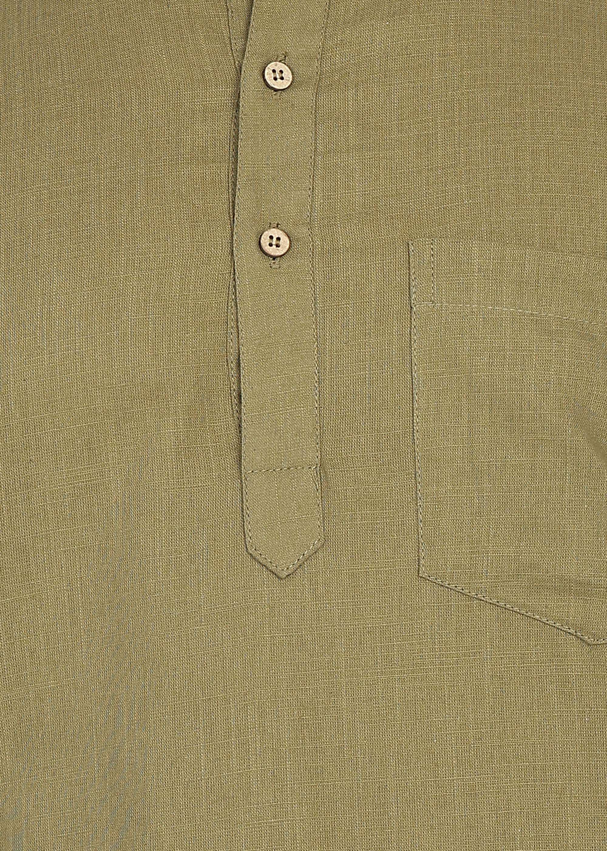 Fabmade Olive Root Linen Short Kurta