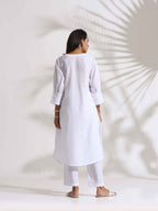 trueBrowns White Slub Kurta Set - Distacart
