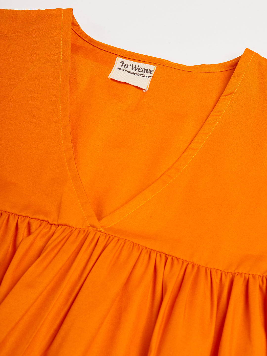 InWeave Women's Orange Flared Kurta Palazzo Set