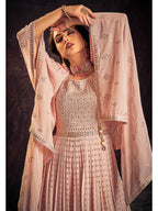 Myra Baby Pink Real Georgette Designer Gown Style Suit - Distacart