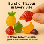 fruity classic gummies pack of strawberry watermelon grape orange apple banana gummies 300 gm