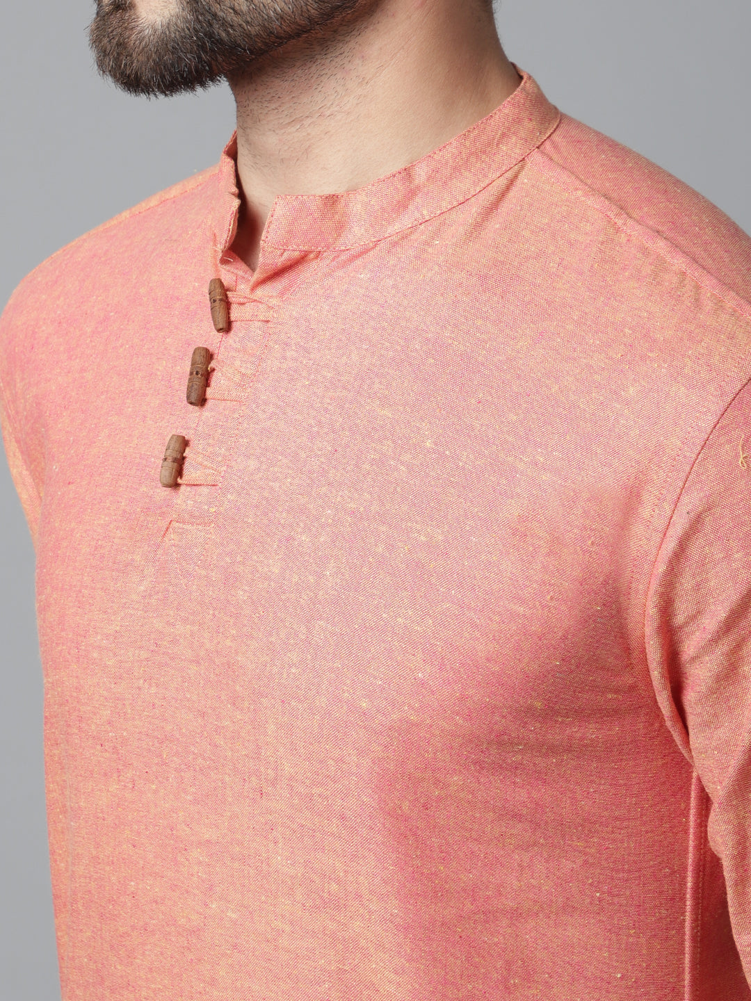 Even Apparels Orange Pure Cotton Kurta With Band Collar - Distacart