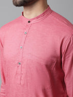 Even Apparels Rust Pure Cotton Kurta With Band Collar - Distacart