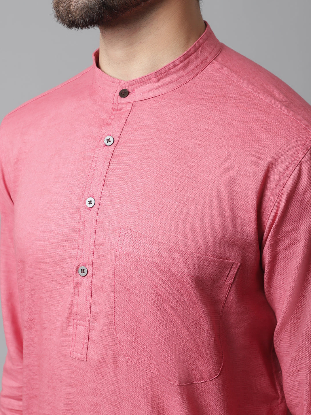 Even Apparels Rust Pure Cotton Kurta With Band Collar - Distacart