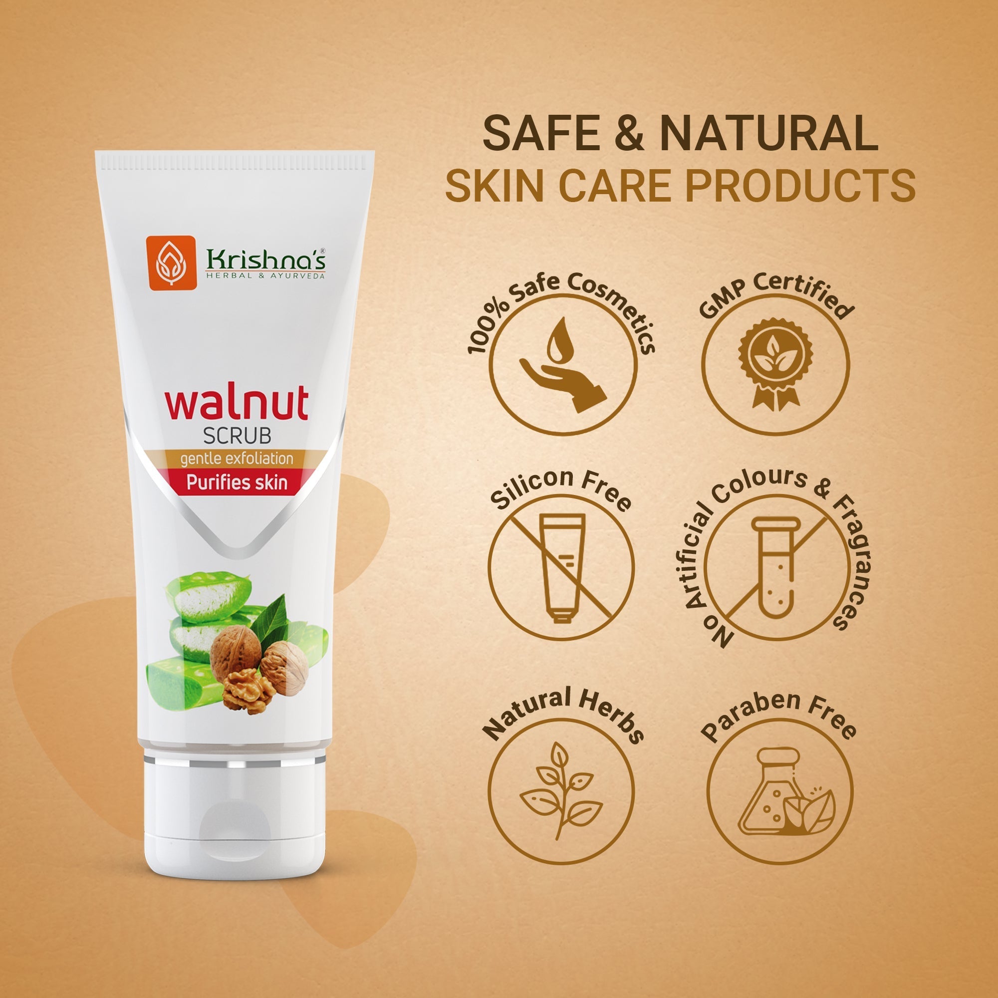 Krishna'S Herbal & Ayurveda Aloevera Walnut Scrub - Distacart