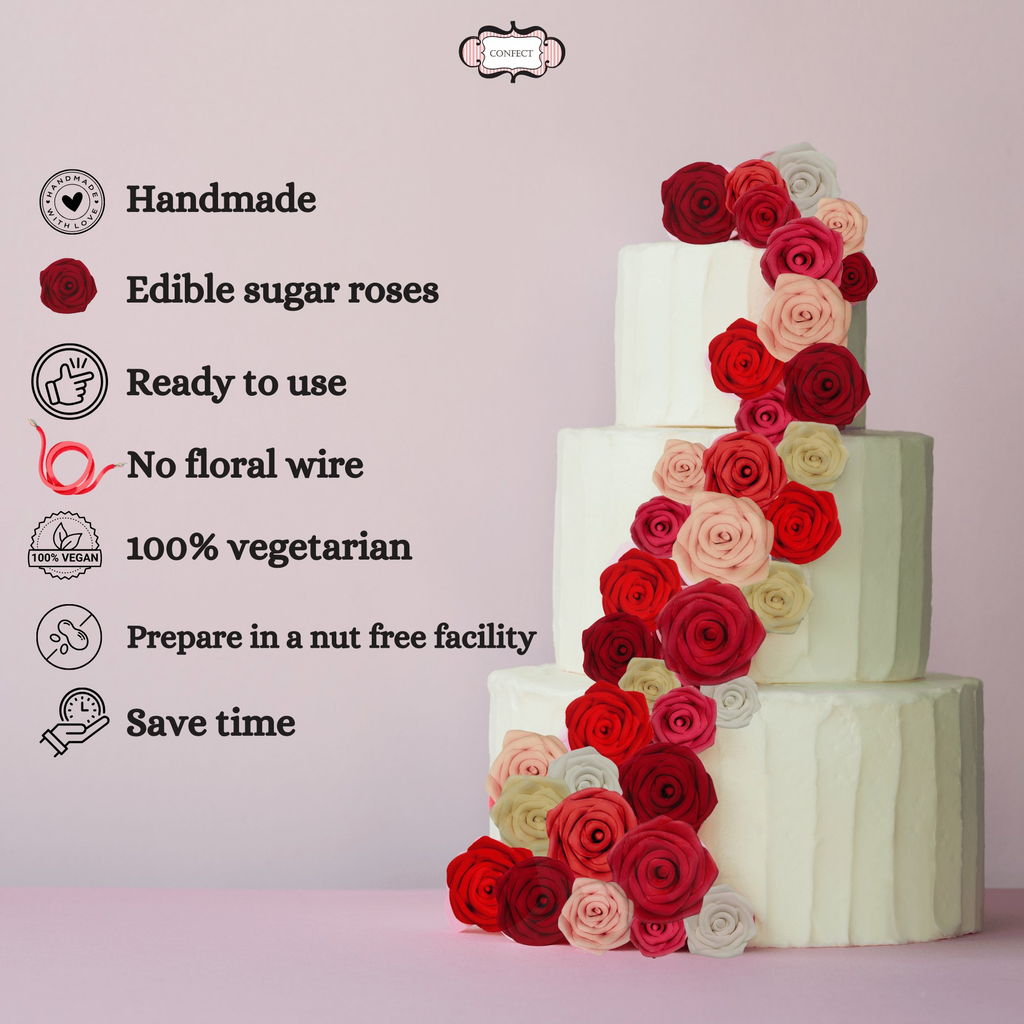confect edible rose cake toppers edible toppers roses for cake decorations 12 roses champagne gold