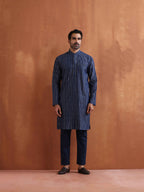 trueBrowns Men's Blue Cotton Dobby Kurta