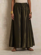 trueBrowns Olive Green Tissue Sharara Set - Distacart