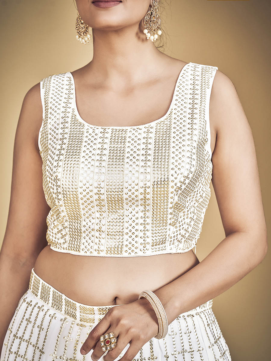 Myra White Georgette Real Georgette Lehenga Choli