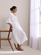 trueBrowns White Dobby Kaftan Dress - Distacart