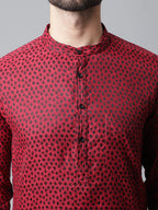 Even Apparels Maroon Solid Kurta With Band Collar - Distacart