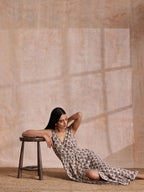 trueBrowns Clay Dabu Buta Print Cotton Sleeveless Wrap Dress - Distacart