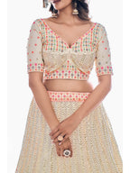 Myra White Soft Net Embroidered Designer Lehenga Choli