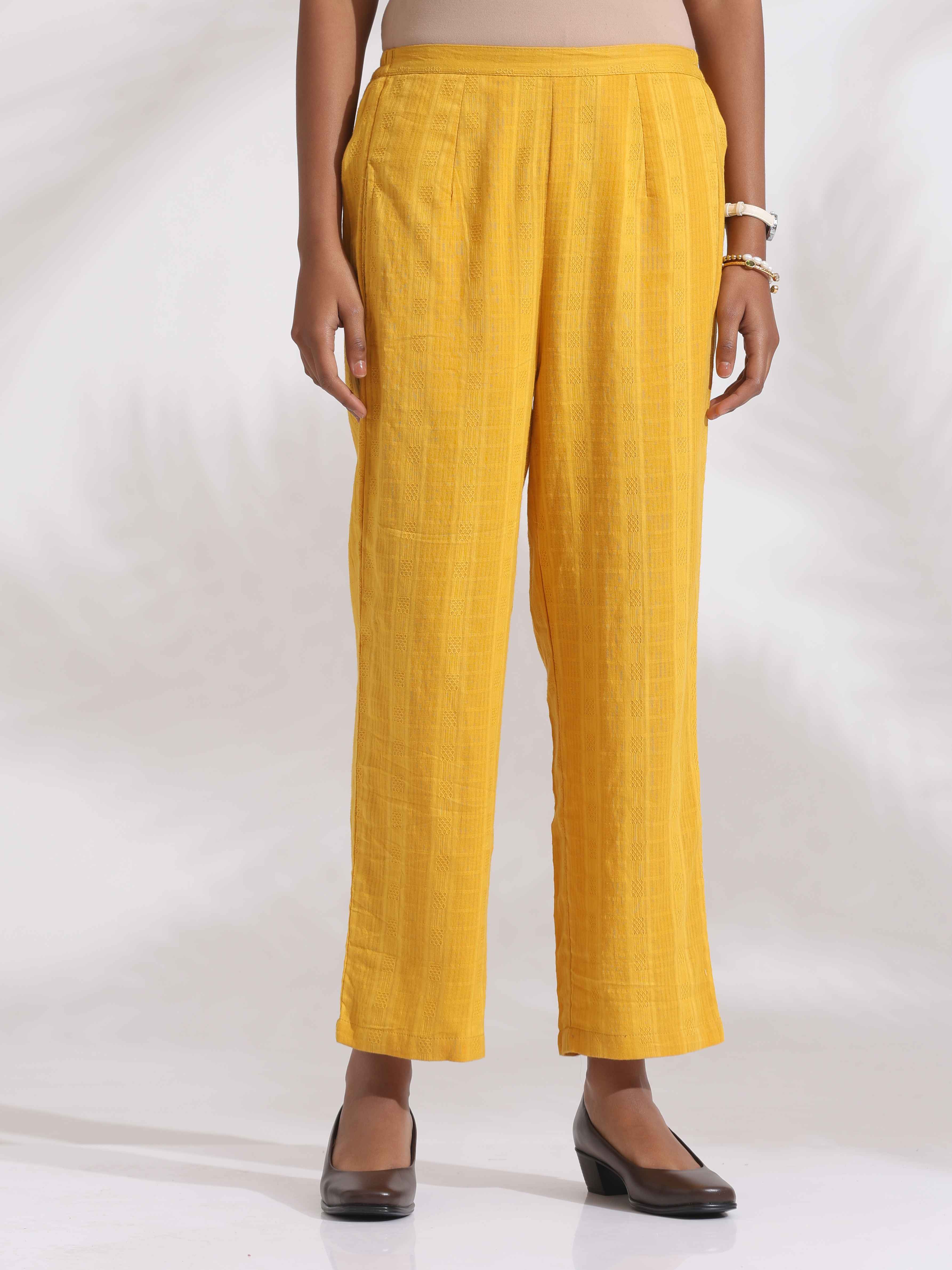 trueBrowns Yellow Cotton Pleated Shirt Kurta Set - Distacart