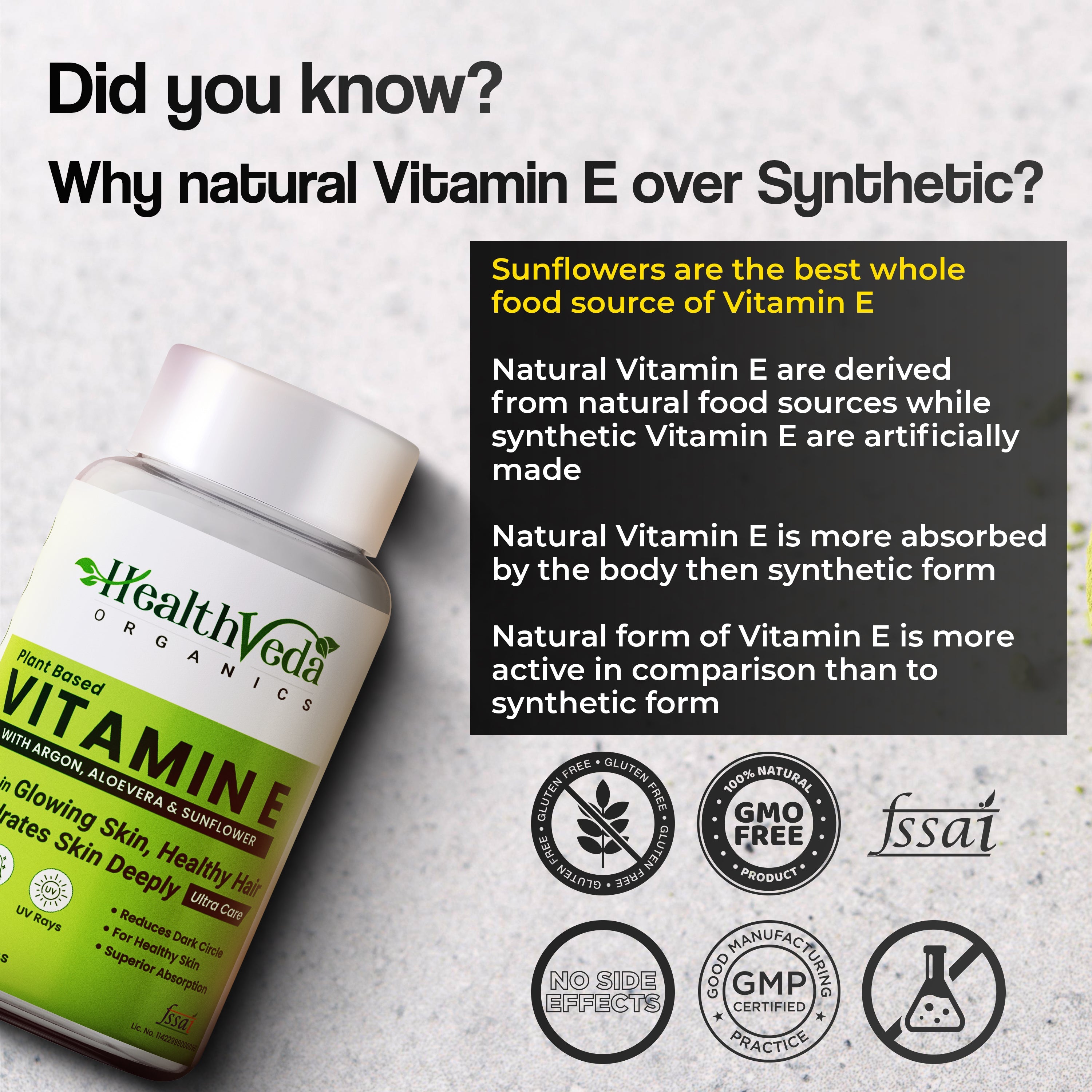 Health Veda Organics Vitamin E Capsules - Distacart