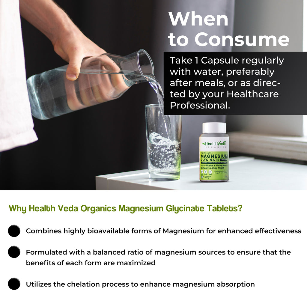 Health Veda Organics Magnesium Glycinate Capsules - Distacart