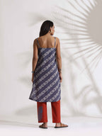 trueBrowns Grey Cotton Print Highslit Kurta Set - Distacart