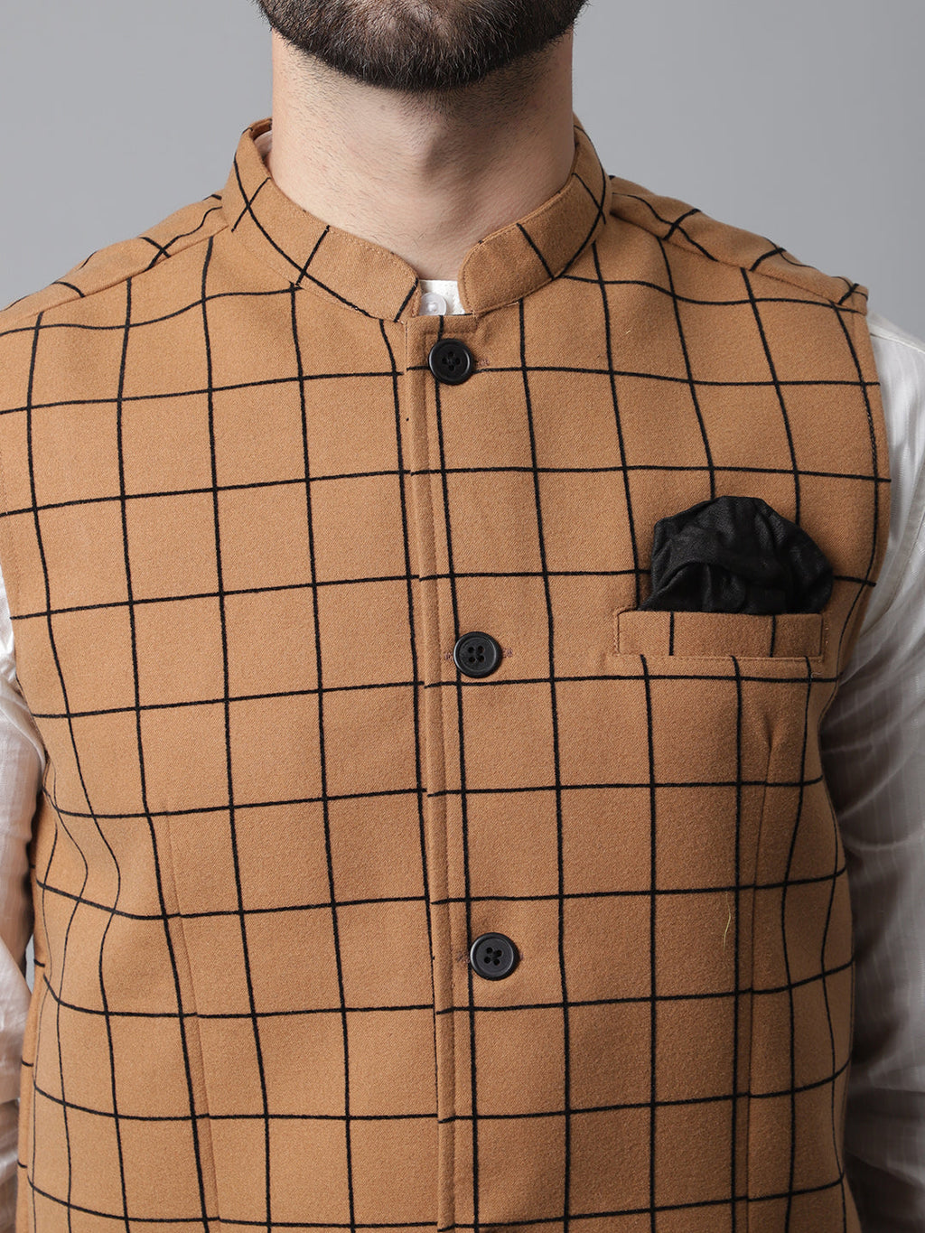 Even Apparels Men's Beige Nehru Jacket With Welt Pockets