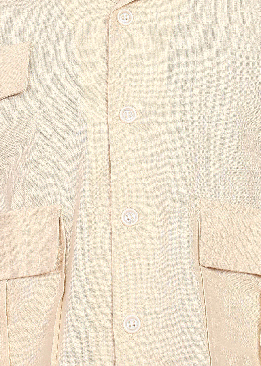 Fabmade Men Beige Cotton Linen Coort-Set Shorts
