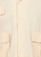 Fabmade Men Beige Cotton Linen Coort-Set Shorts