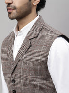 Even Apparels Men's Brown Pure Wool Nehru Jacket